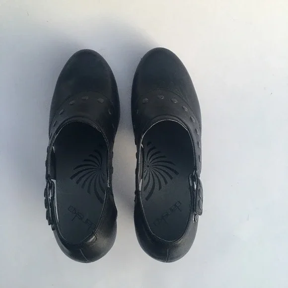 DANSKO Ryder Leather Studded Clog Block Heel Women EU 38 US 7.5 Black Adjustable - Picture 13 of 16